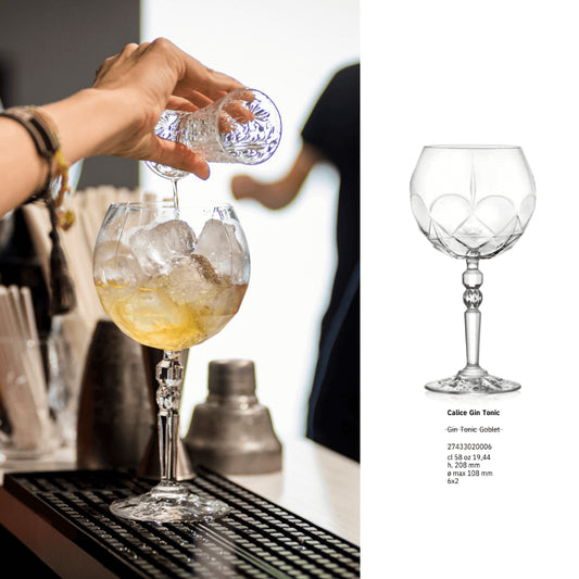 Goojunim Crystal Gin Glass Set – 580ml Italian Lead-Free Crystal (Set of 6)