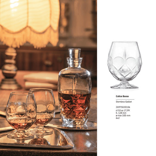 Goojunim Crystal Short Goblet Set – 530ml Italian Lead-Free Crystal (Set of 6)