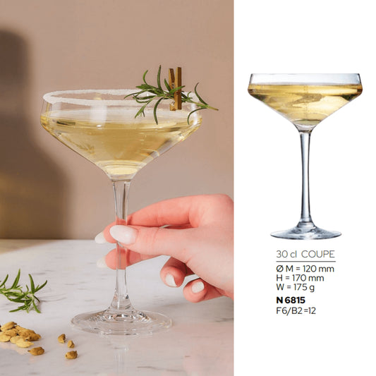 Goojunim Crystal Cocktail Glass Set – 300ml French Krysta Crystal (Set of 6)