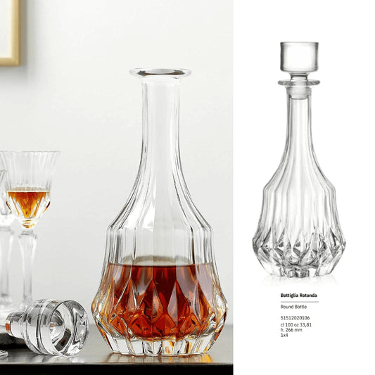 Goojunim Adagio Crystal Round Decanter – 1L Italian Lead-Free Crystal