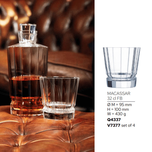 Goojunim Macassar Crystal Whisky Glass Set – 320ml French Crystal (Set of 6)
