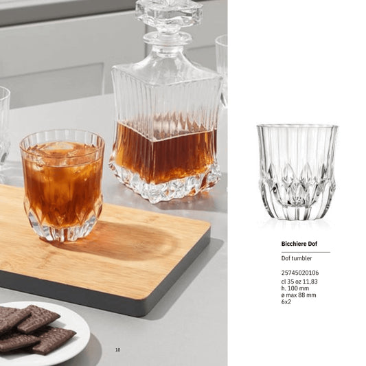 Goojunim Adagio Crystal Whisky Glass Set – 350ml Italian Lead-Free Crystal (Set of 6)