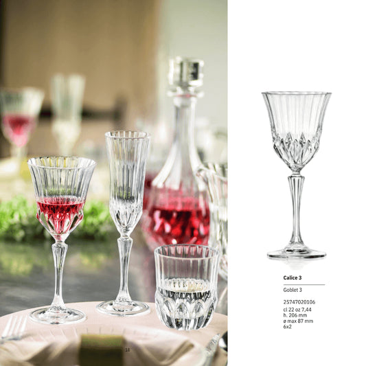 Goojunim Adagio Crystal Wine Glass Set – 220ml Italian Lead-Free Crystal (Set of 6)